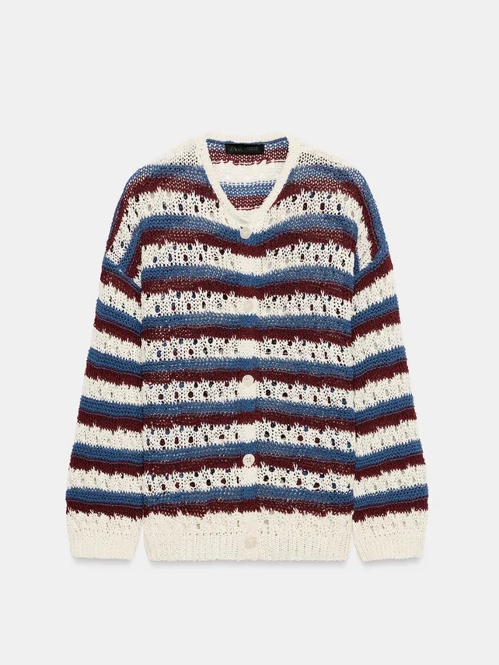ZARA OPEN-KNIT STRIPED JACKET - Picture 9 of 10
